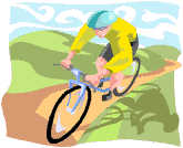 biker riding up trail