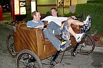 A couch set up to pedal like a bike