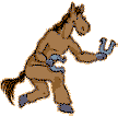 Horse playing horseshoes